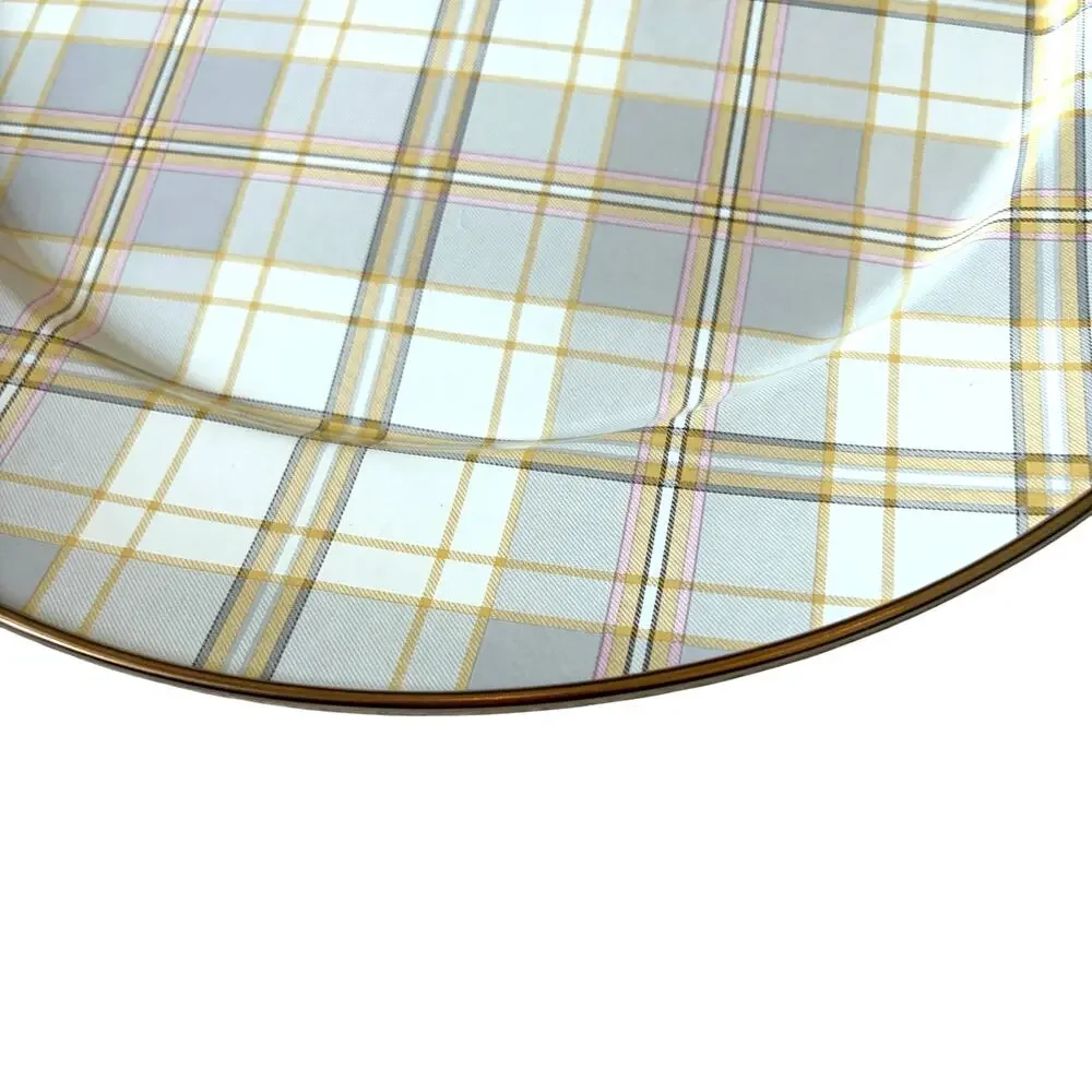 4pk MacKenzie-Childs Tartan Latte 12in Chargers NEW